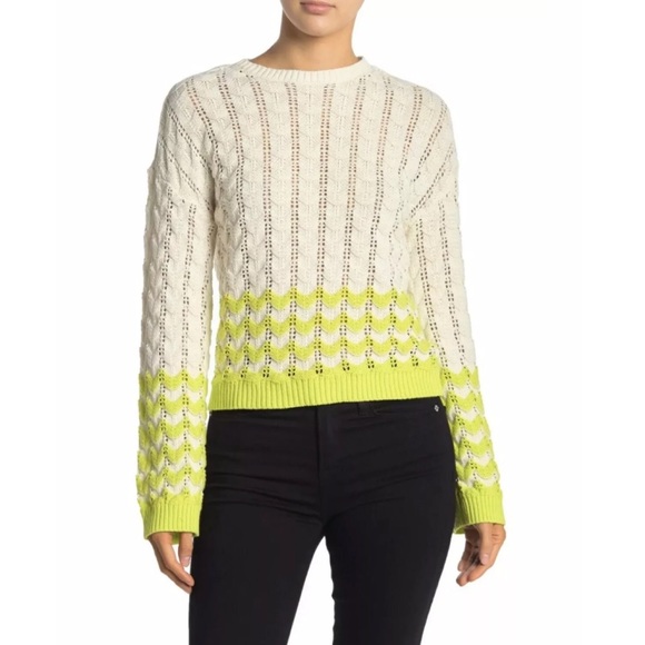 Abound Sweaters - Abound Stripe Print Pointelle Knit Sweater Abound